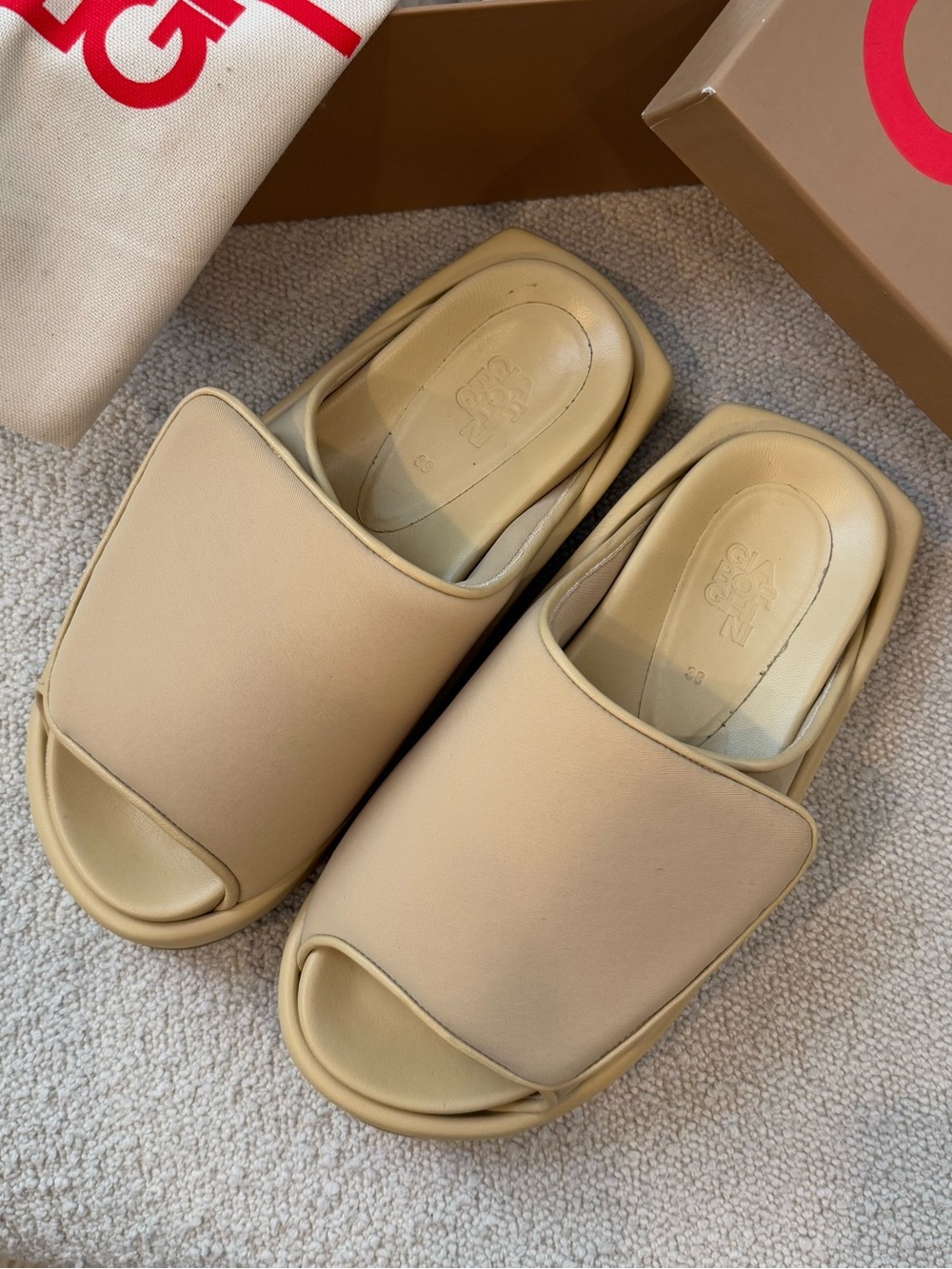 GIABORGHINI Slide Sandals in Butter yellow - Minimal Open-Toe Comfort